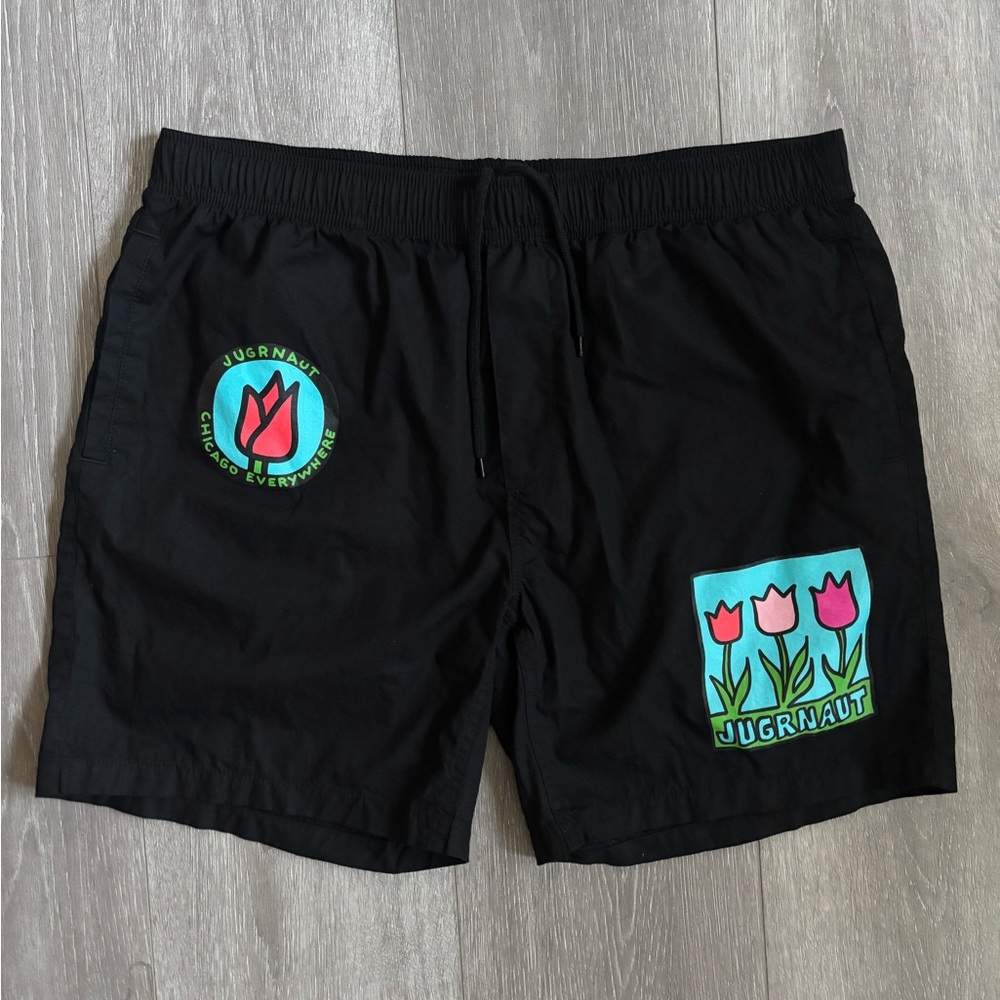 Rare Jugrnaut Chicago Everywhere Tulip Flower  Swim Trunk Men Sz Large Deadstock